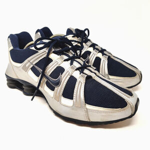 Nike Shox Turbo Mesh Running Shoes Sneakers Mens 11 347521-441 2009 Navy Silver
